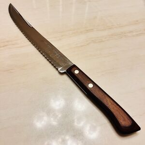 Vintage Flint Vanadium USA Serrated Knife 14” Blade 9” Wood Handle Stainless